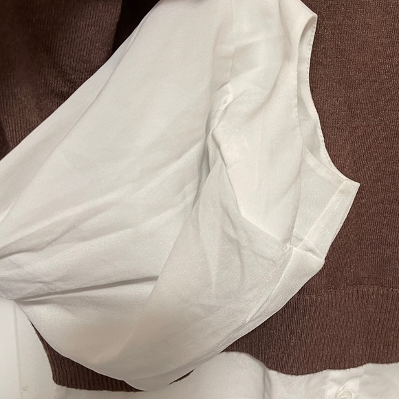 Truth Brown Preppy Sweater Cropped Layered‑Look Top Clueless Medium - Picture 3 of 8